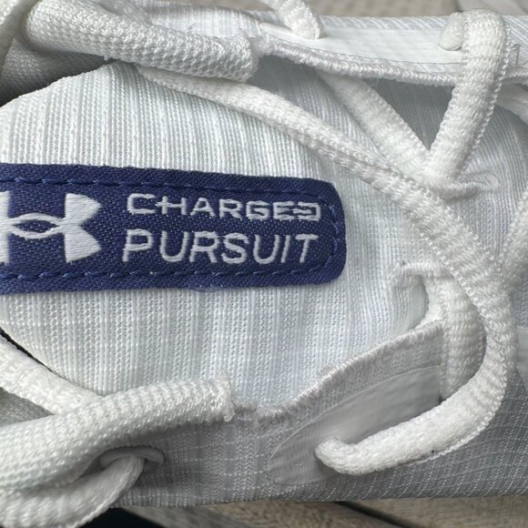 Mens Size 11 Under Armour Charged Pursuit 3 White & Blue Running Shoes - Picture 4 of 8